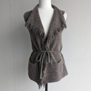 Aritzia Wilfred Free Alpaca Wool Blend Fei Fei vest, fringe tie waist